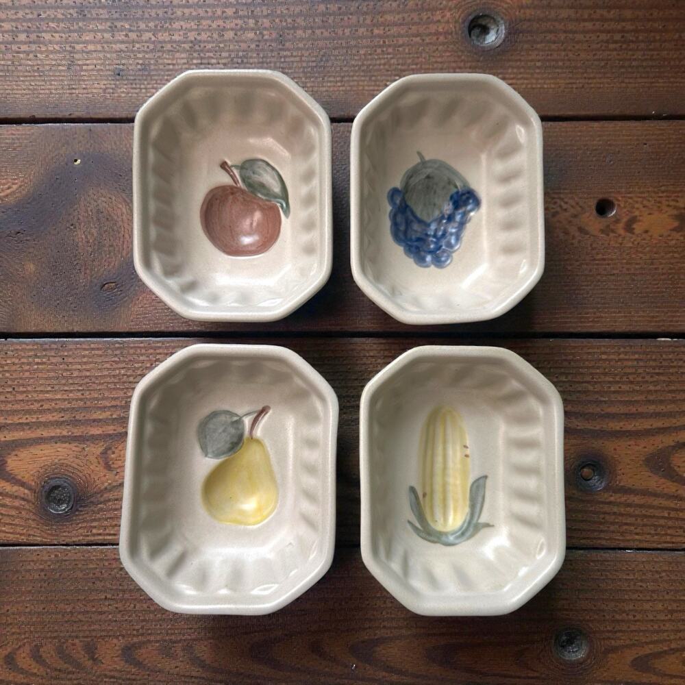 VTG Chatham Potters Stoneware Pottery Country Harvest Ramekin Bowls Cottagecore